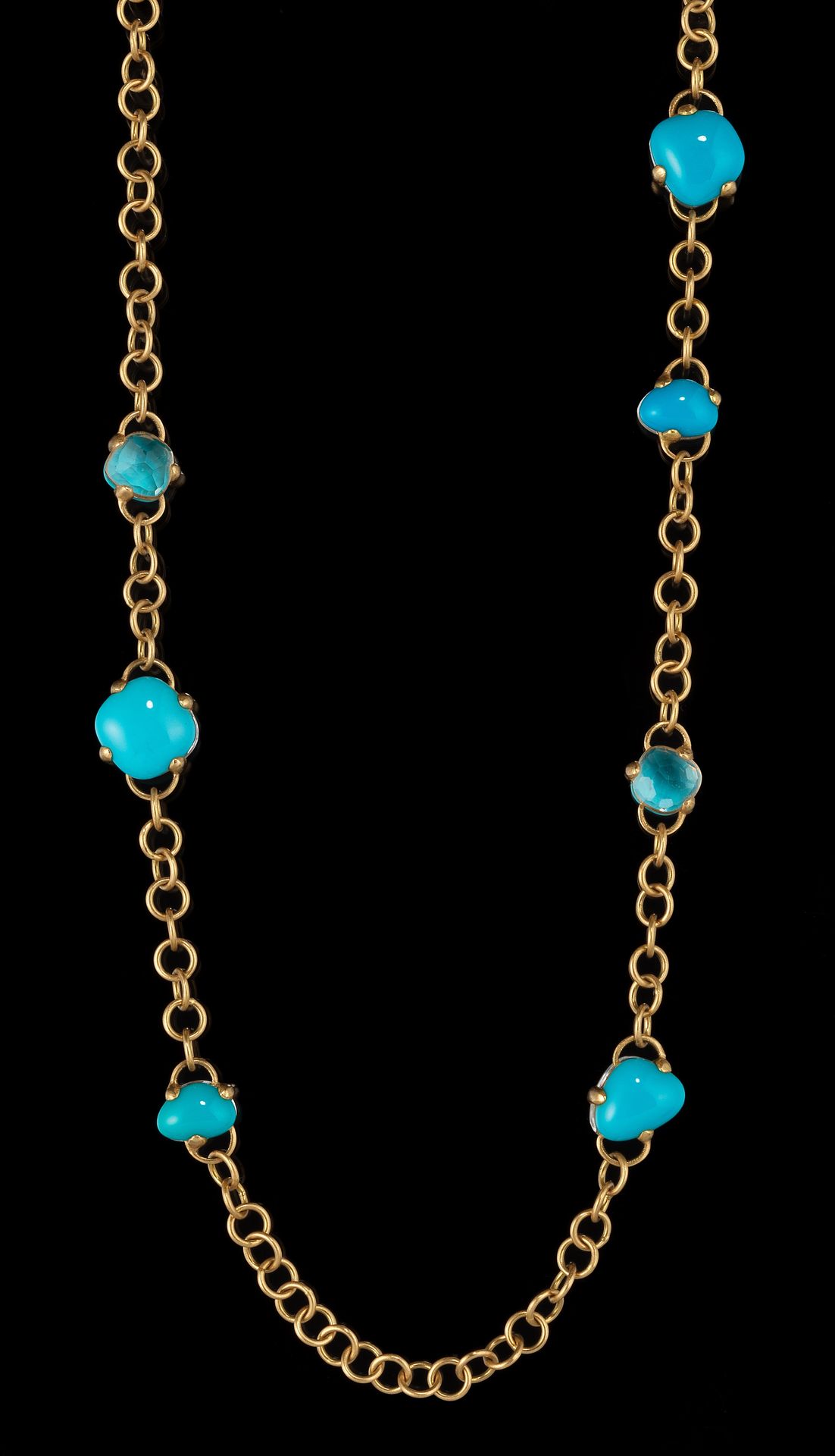 Null Pomellato, Capri, necklace serti de turquoises et de cristal de roche facet&hellip;