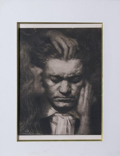 Ludovic ALLEAUME (1859-1941) Beethoven Lithographie 25 x 18