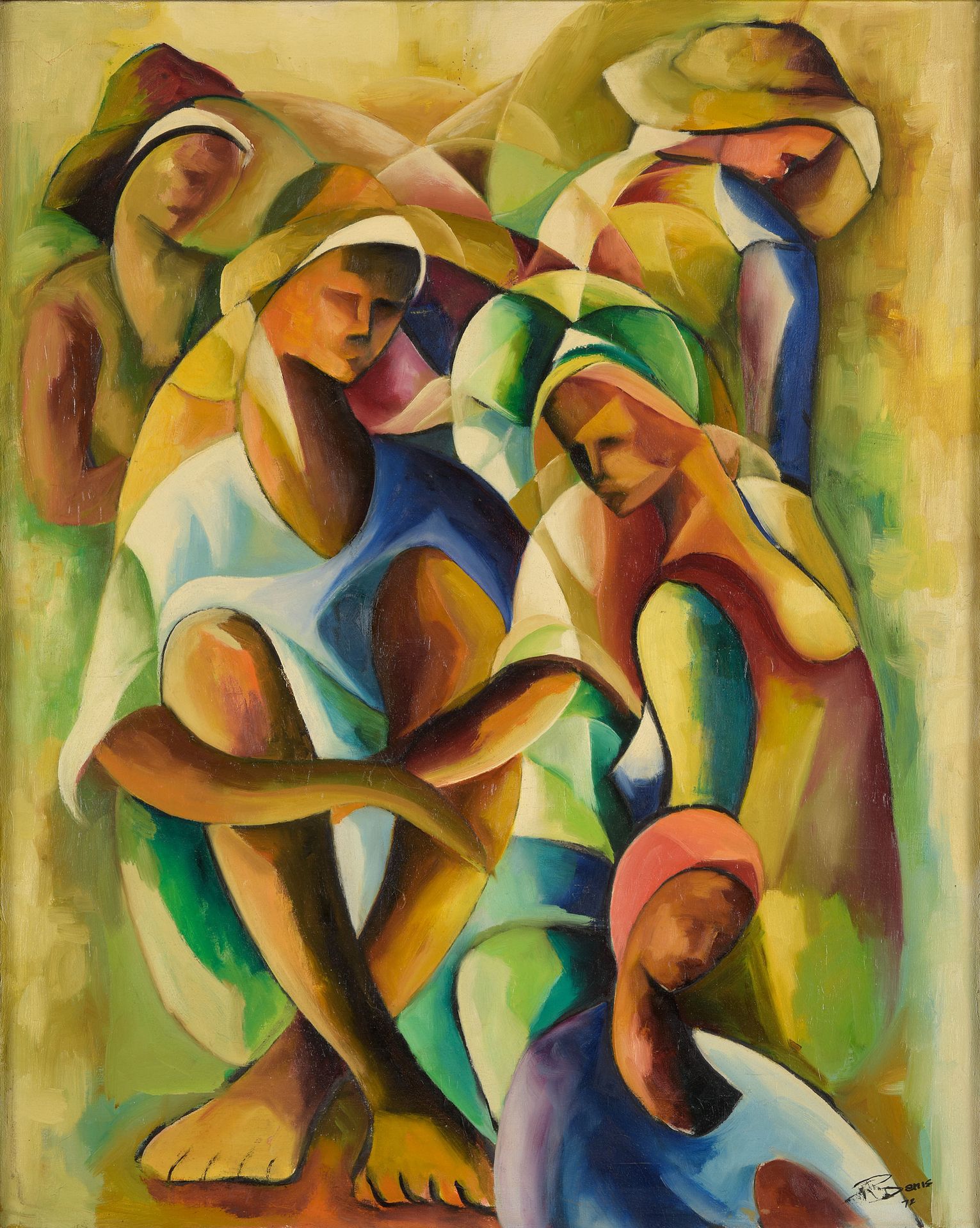 Undeutlich signiert Indistinctly signed South America c. 1970
Women. Oil on canv&hellip;