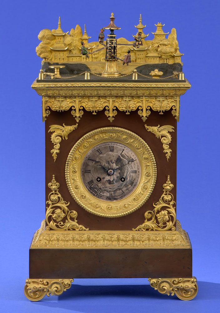Tischuhr mit Automat von Rouilly & Hooker à Paris Horloge de table à automate de&hellip;