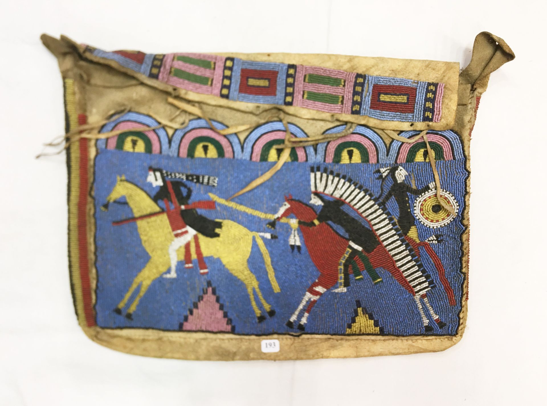 Null Skin bag. Plains Indians. Lakota/ Sioux (?) Decorated with multicolored gla&hellip;