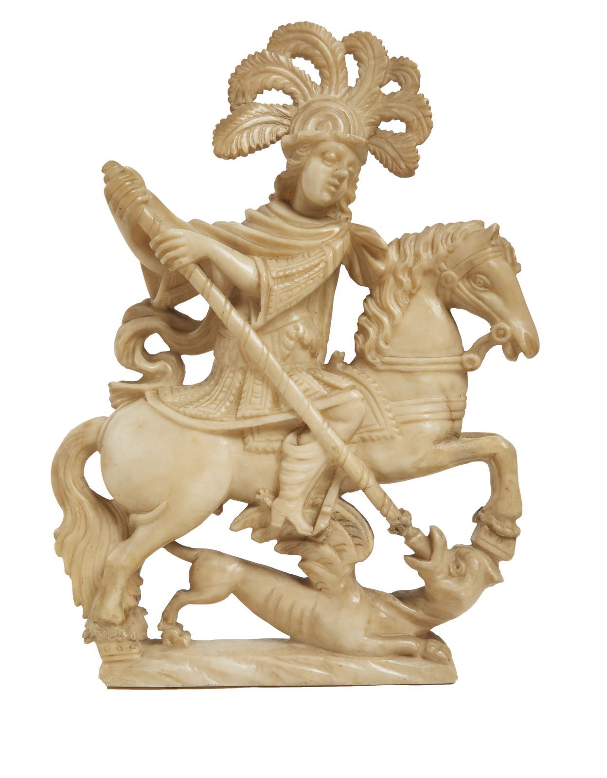 Null 255-Saint Georges terrassant le dragon.

Sculpture en albâtre sculpté.

Fin&hellip;