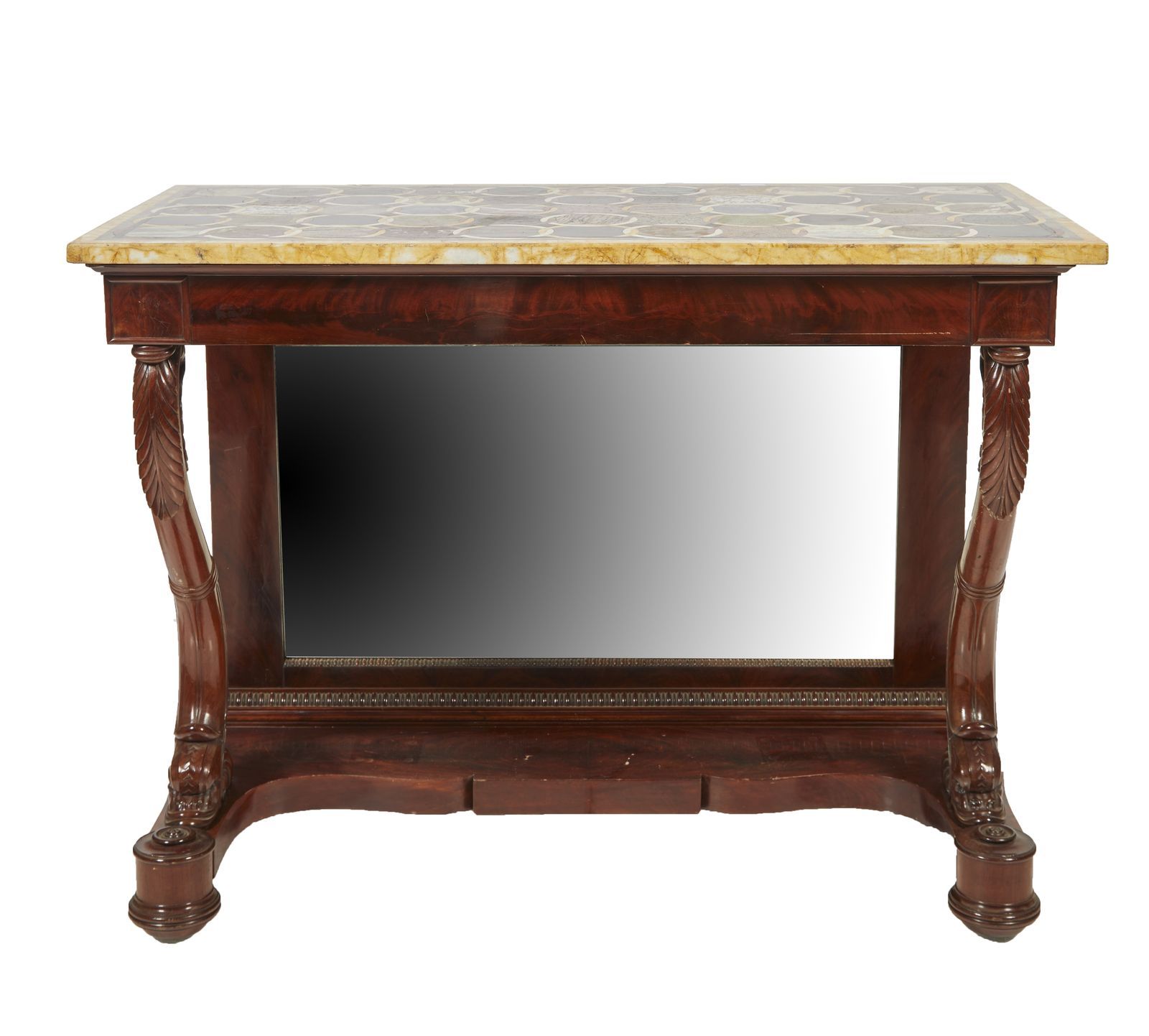 Null 479-Beautiful mahogany and mahogany veneer console table with foliage and d&hellip;