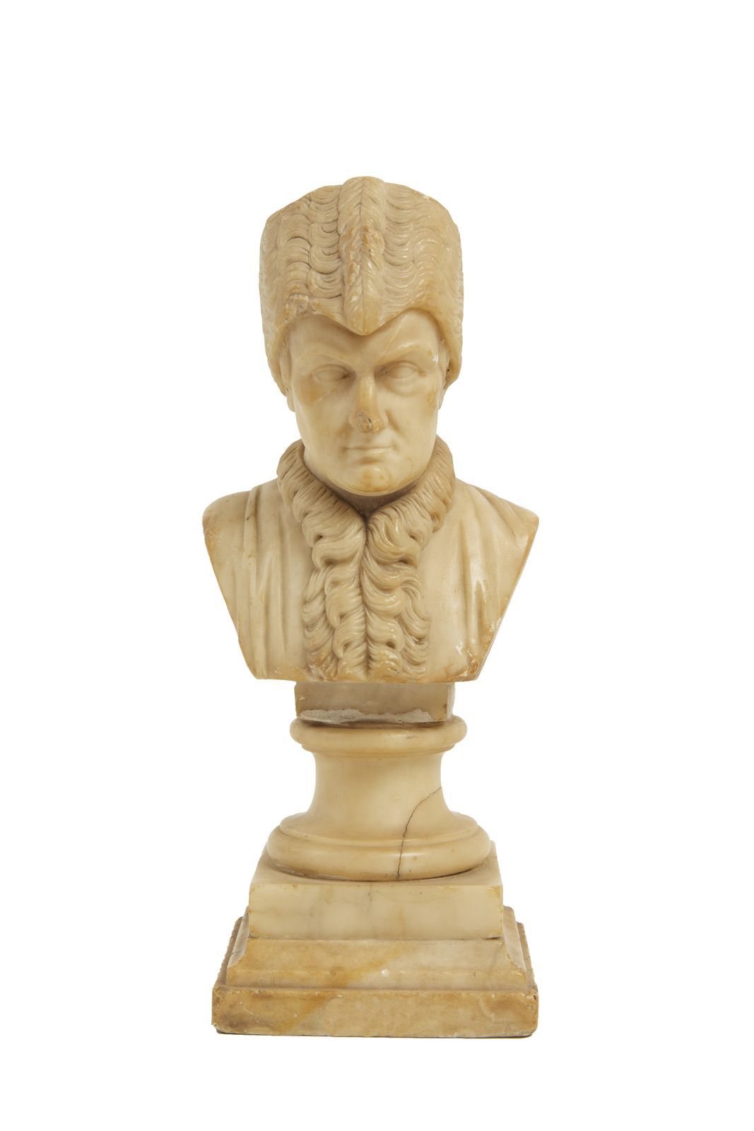 Null 132-Bust of a man with a hat on a pedestal in alabaster

Late 18th or early&hellip;