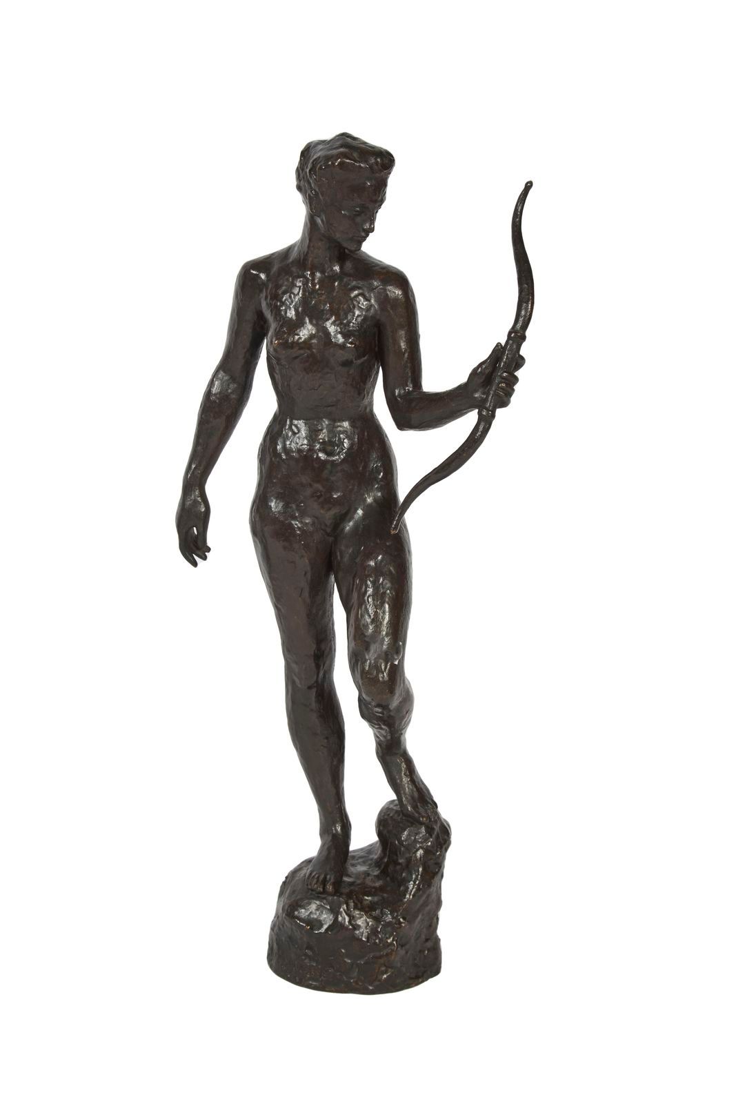192 Hubert YENCESSE (1900-1987) 
Diane chasseresse 
Sculpture en bronze à patine&hellip;