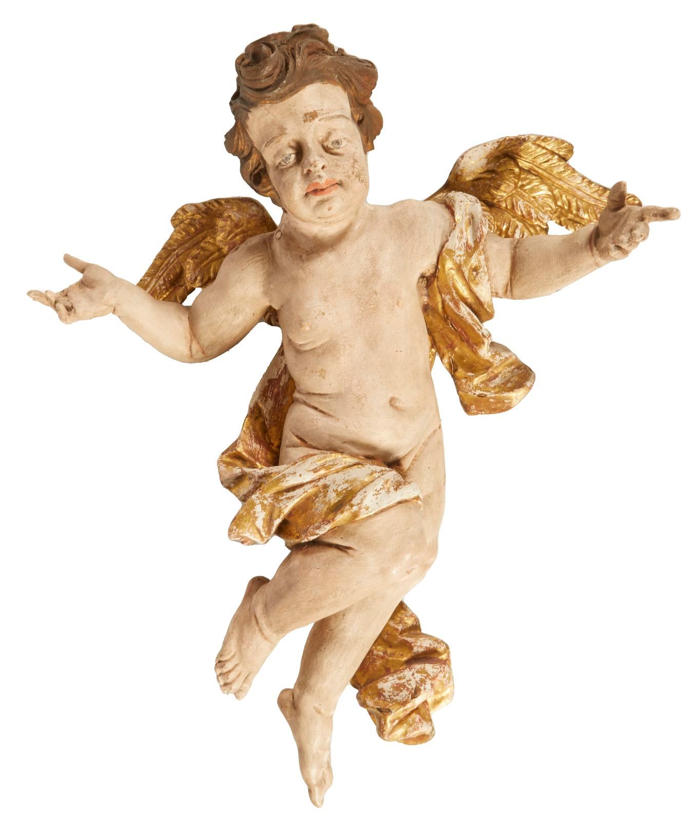Null 119 Angel with outstretched wings in polychrome wood with golden highlights&hellip;