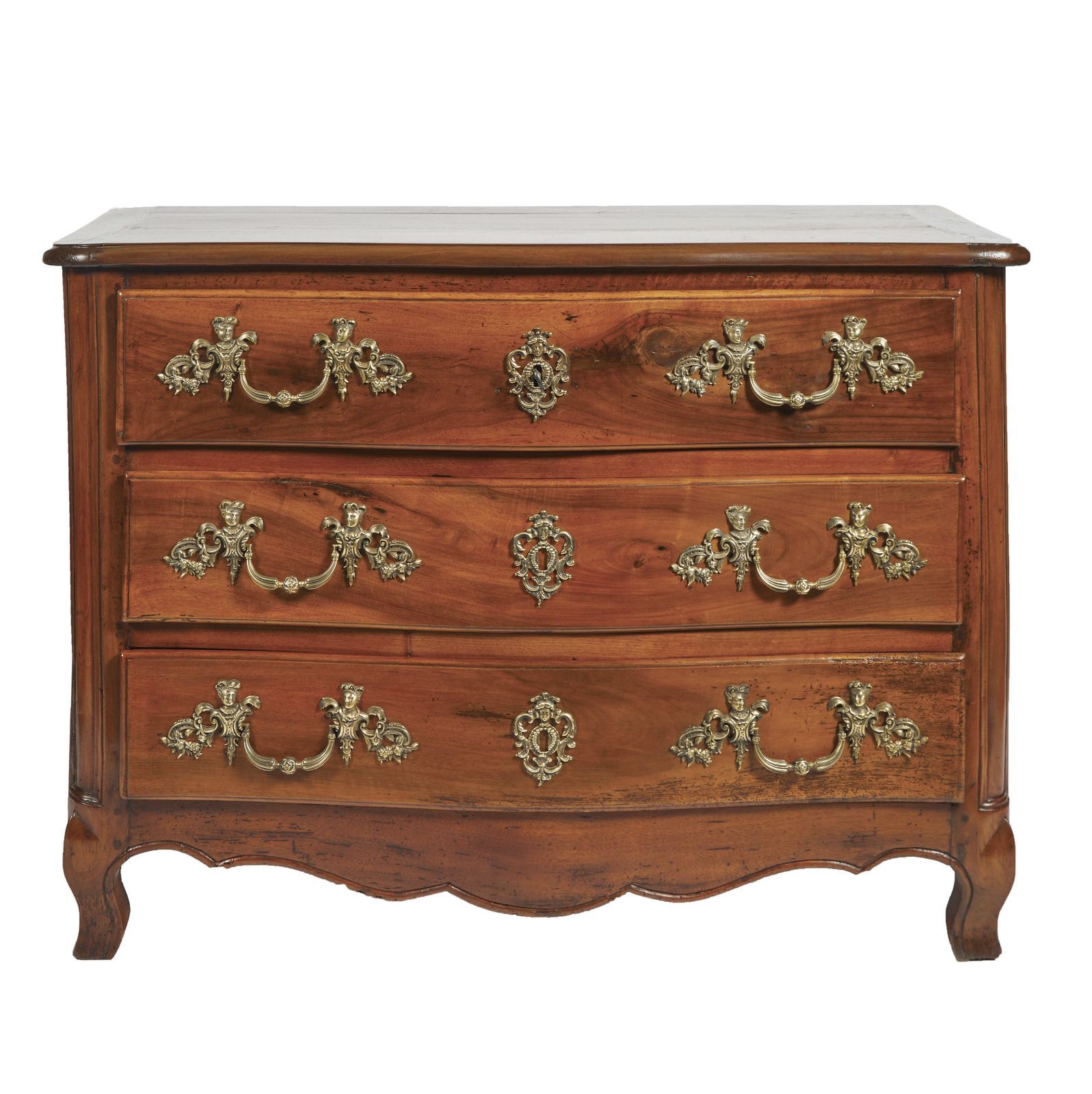 Null 412 Walnut chest of drawers with curved front opening by three drawers, cha&hellip;