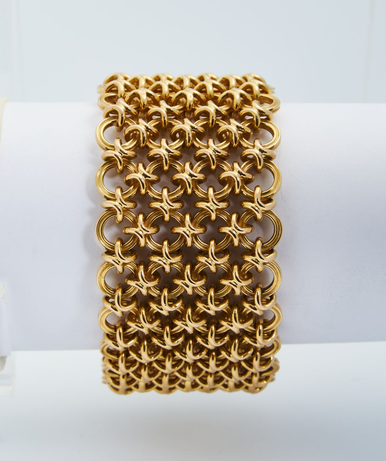 Null 211 大型黄金手镯，圆形链节组成的帷幕，腕部19.5厘米，重量79.9克