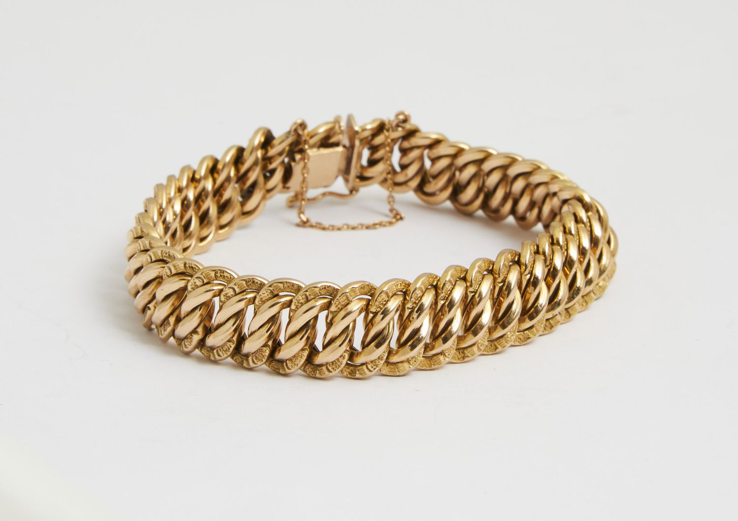 Null 346 Yellow gold bracelet with American mesh, wrist 19.5 cm, weight 36.4 g