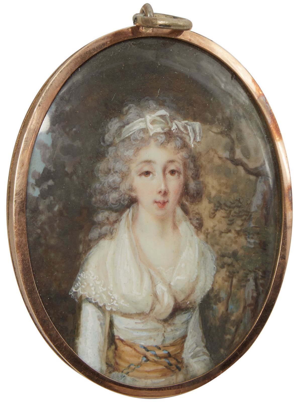 Null 211 描绘森林背景下的女性半身像的微型画。

反面是由辫子制成的

18世纪晚期

视线5x4.5厘米
