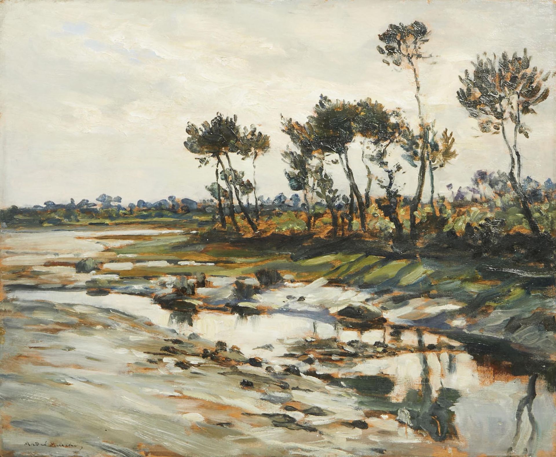 Null 383 André DAUCHEZ ( 1870- 1948 )
奥德特的边缘
板面油画，左下角有签名
38x46厘米