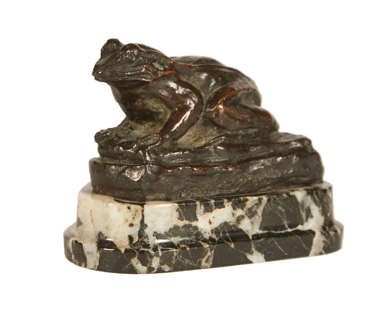 Null 307 简-勒-苏迪尔 (1885-1976)
青蛙
抛光青铜雕塑
失蜡铸造；签名
阶梯式大理石底座
带底座尺寸：8厘米