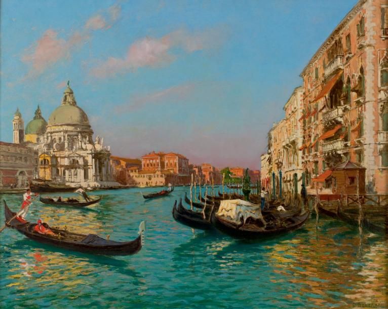 Gaston BOUCART (1878-1962) Venise, le Grand Canal et la Salute Huile sur toile. &hellip;