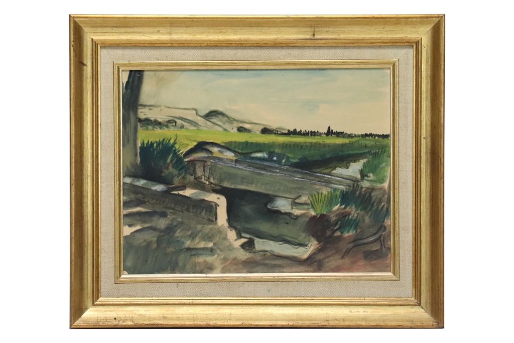 AUGUSTE CHABAUD (1882-1955) 奥古斯特-沙博德（1882-1955）。桥。纸板上的油画，无签名。尺寸：23,5x31厘米