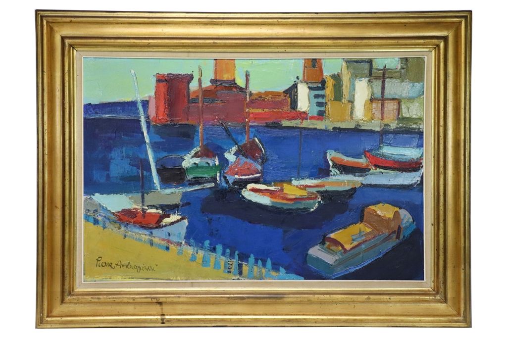 PIERRE AMBROGIANI (1907-1985) 皮埃尔-安布罗吉安尼（1907-1985）。马赛的圣-让堡的景色。布面油画，左下方有签名。尺寸：65&hellip;