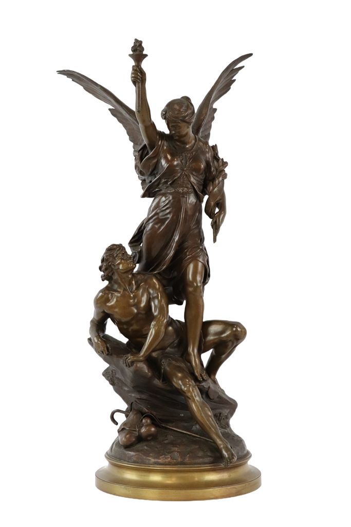 EMILE LOUIS PICAULT (1833-1915) Emile Louis PICAULT (1833-1915)（后）。有翼的胜利。带有棕色铜锈的&hellip;