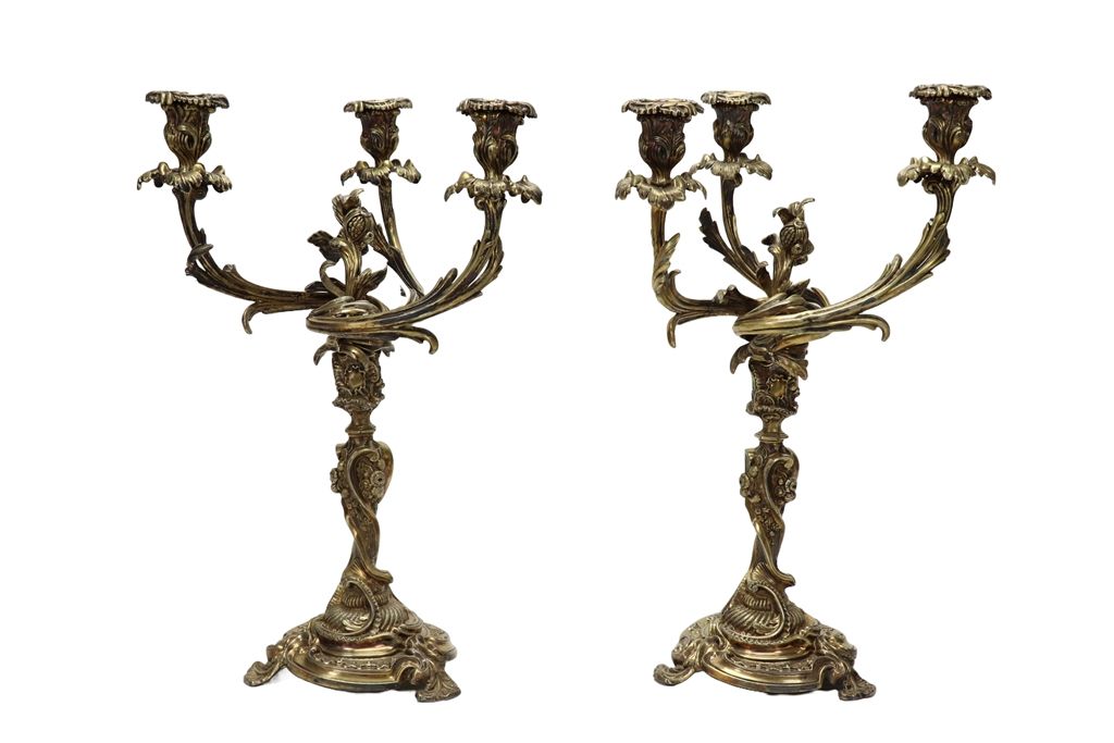 Paire de candélabres anglais en vermeil époque George IV. Maître-orfèvre : Samue&hellip;