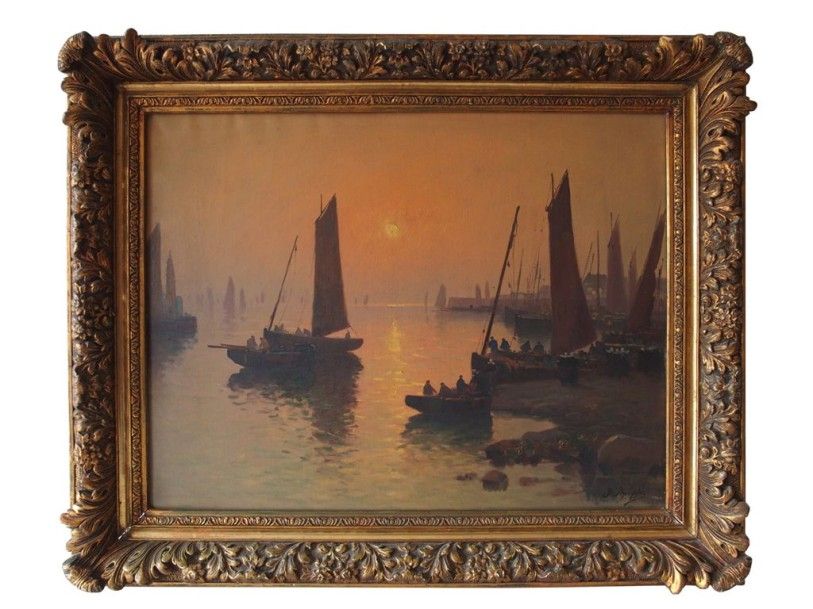 Paul PHILIPPE (1870-1930) Coucher de soleil en Bretagne.
Huile sur toile signée &hellip;