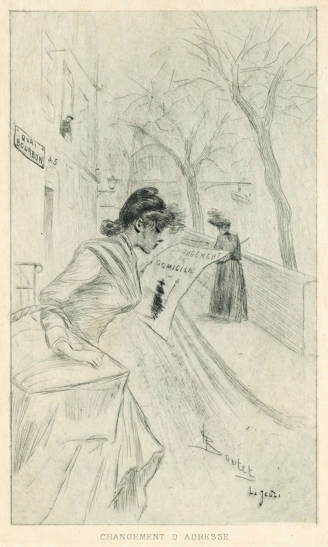 BOUTET, Henri Boutet, Henri (1851-1919). Au Bal de l'Opéra. Pointe sèche en brun&hellip;