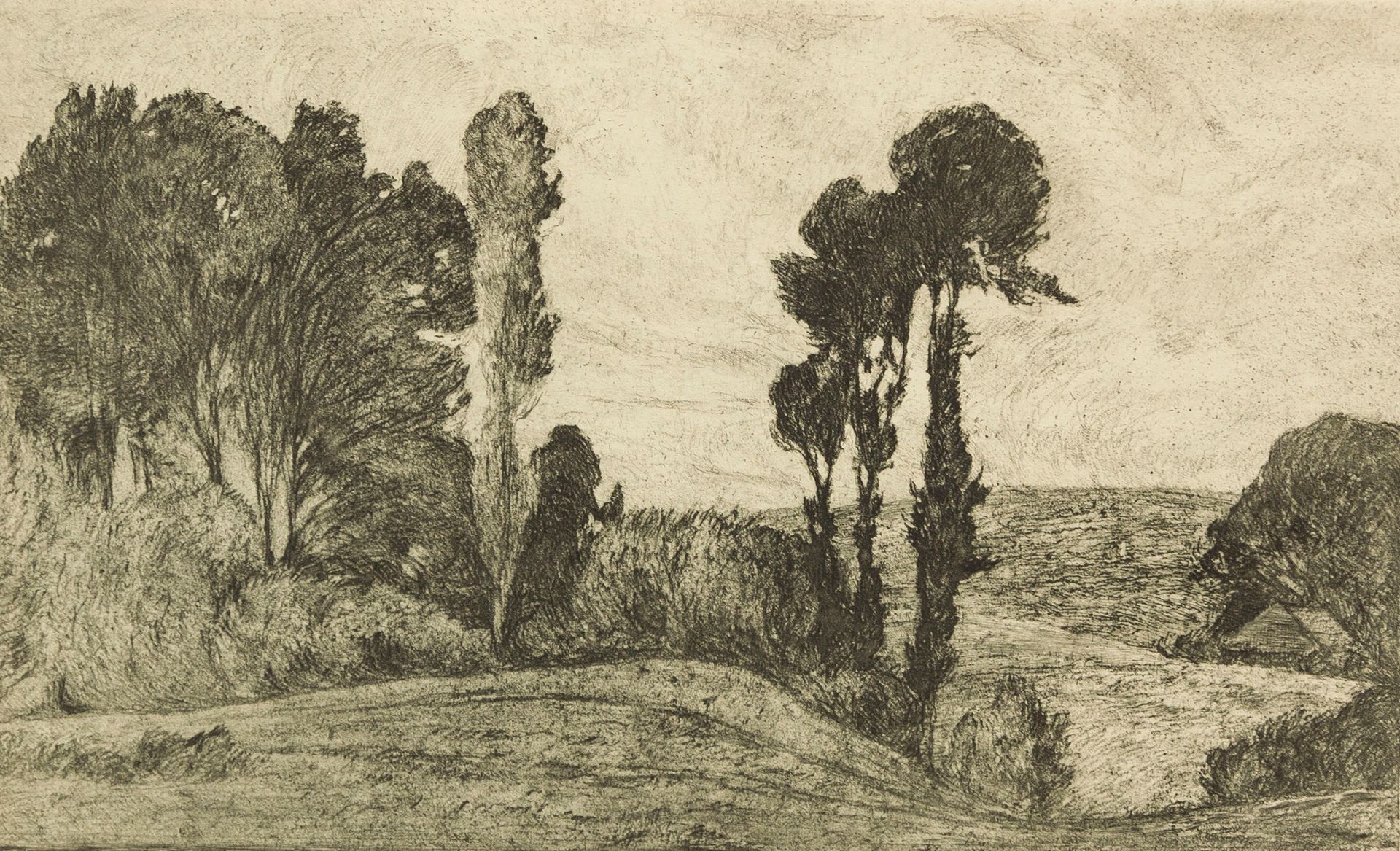 Meyer-Basel, Carl Theodor 梅耶-巴塞尔，卡尔-西奥多（1860-1932）。4对开。蚀刻画，风景画，其中2张有铅笔签名，1张有印刷商O&hellip;