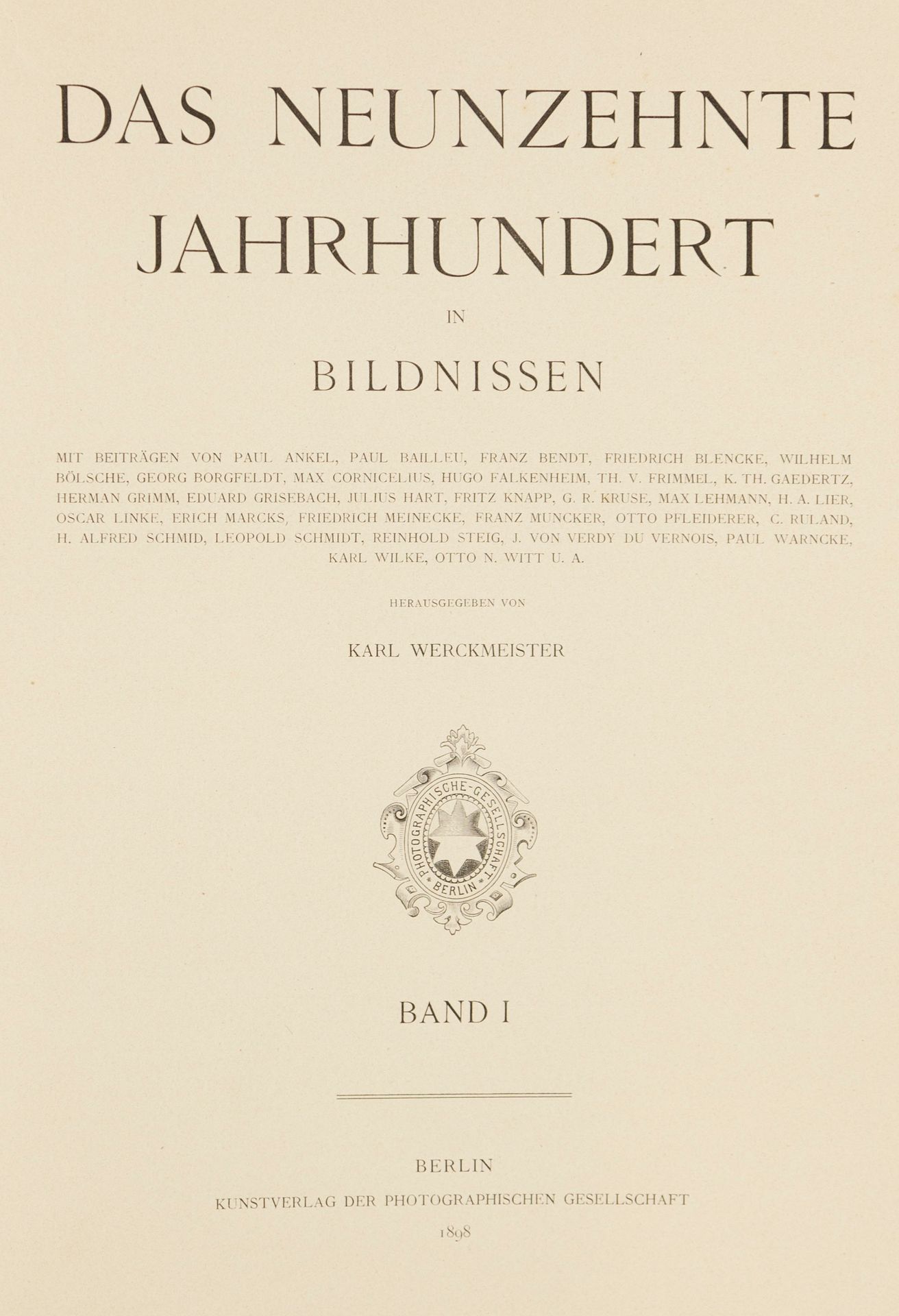 Porträt. – K. Werckmeister (Hrsg.). Porträt. – K. Werckmeister (Hrsg.). Das 19. &hellip;