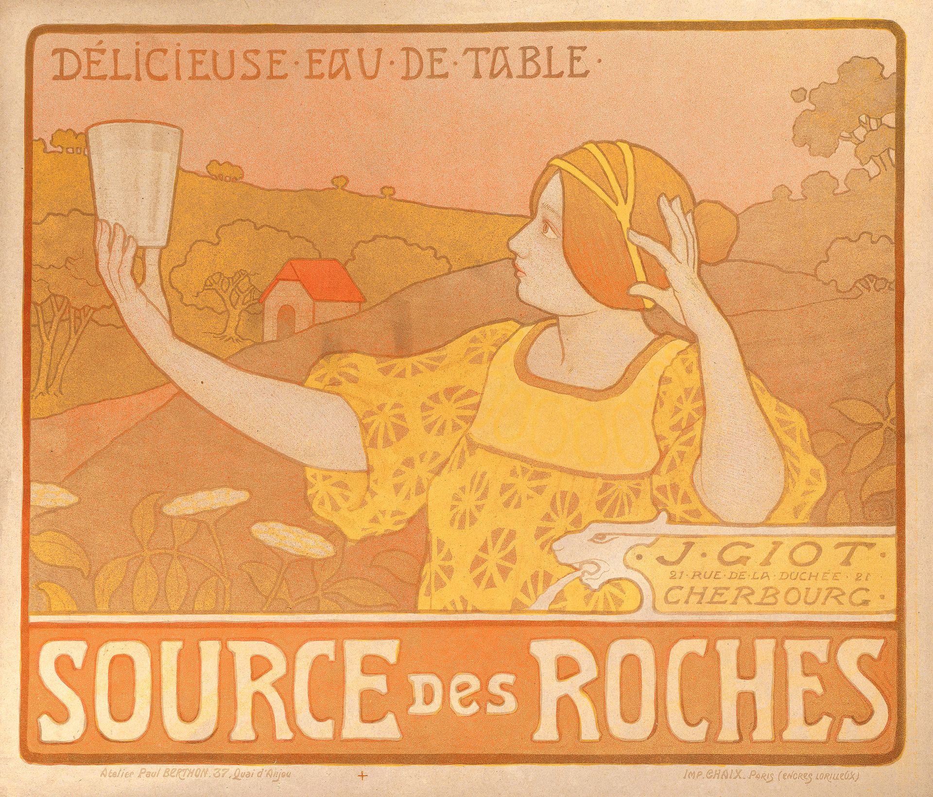 Plakat. – Paul Berthon 海报。-保罗-伯通（1872-1909）。Roches之源。J. Giot公司的 "Délicieuse eau &hellip;