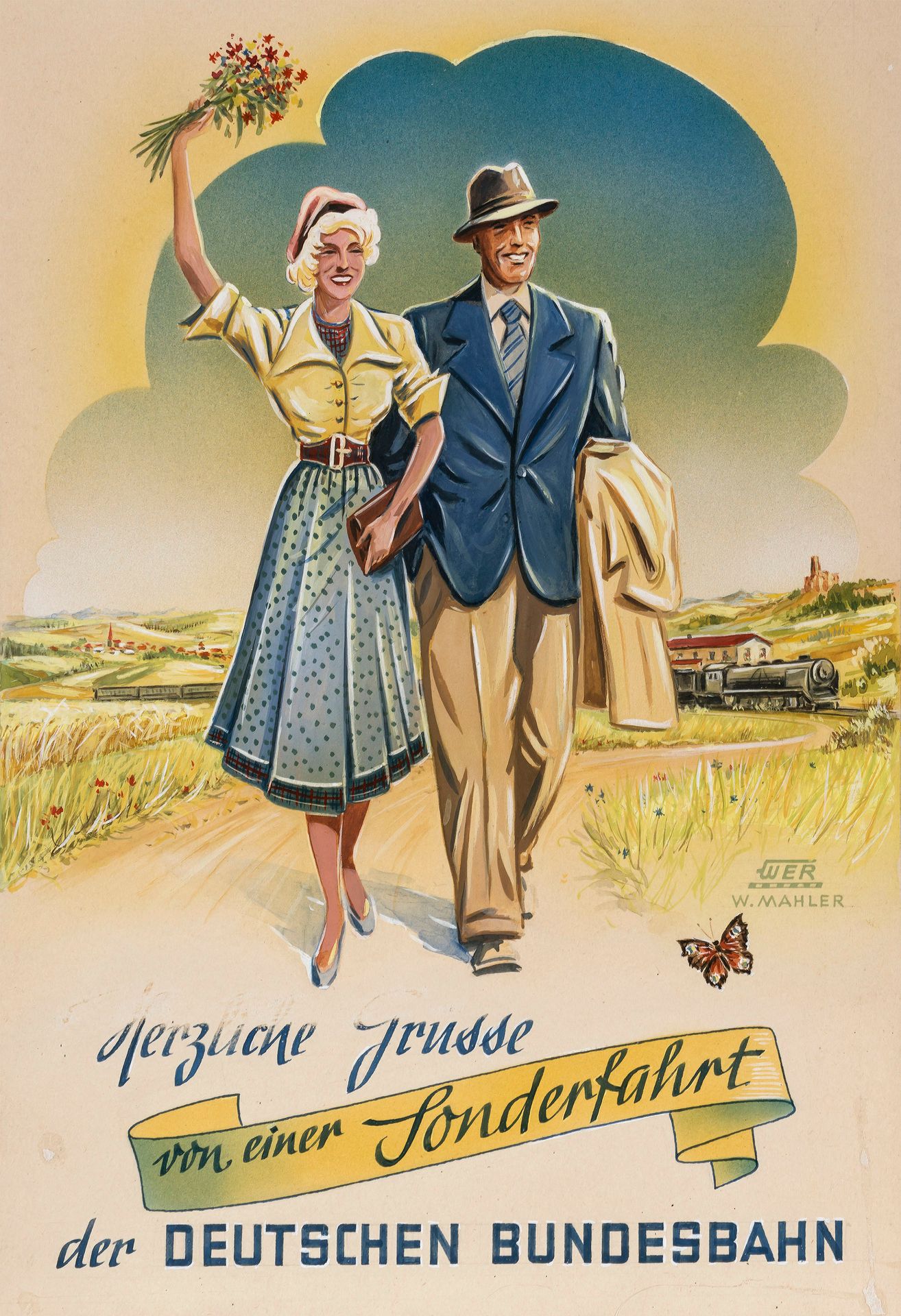 Plakat. – Wilhelm Mahler. Poster. - Wilhelm Mahler. Deutsche Bundesbahn, Herzlic&hellip;