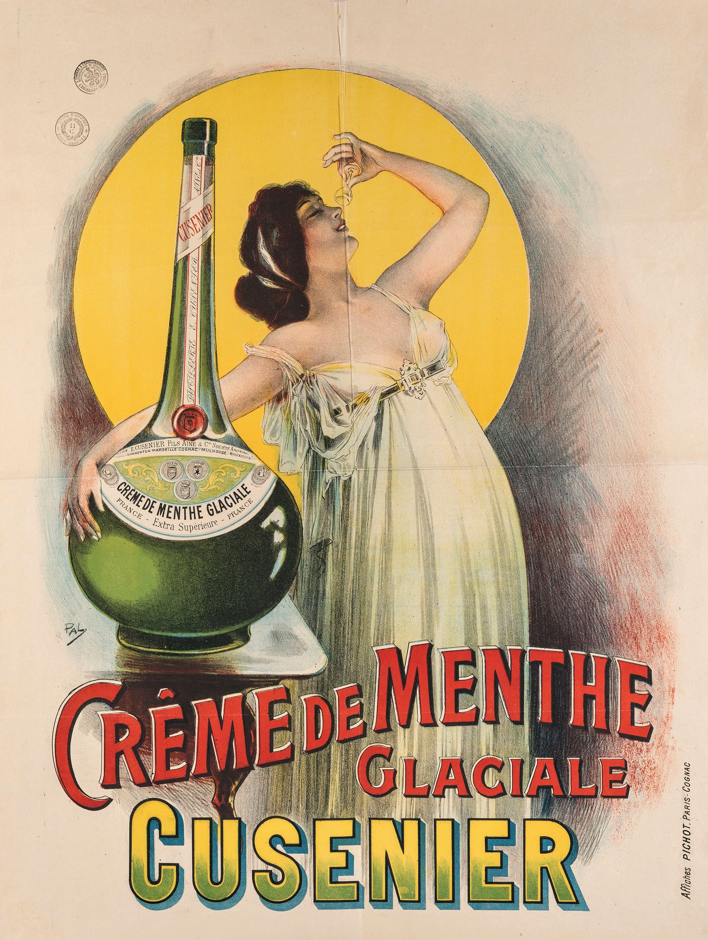Plakat. – Juan de Paleologu 海报。-胡安-德-帕莱奥古（1855-1945）。冰镇薄荷糖（Crème de Menthe Glaci&hellip;