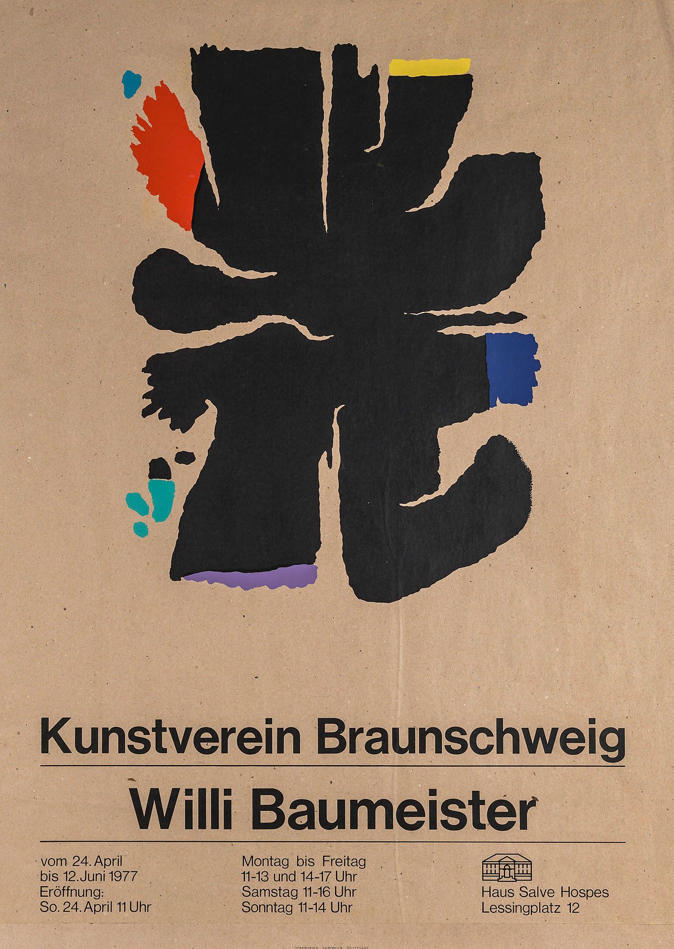 Plakat. – Willi Baumeister 海报。-威利-鲍迈斯特（1889-1955）。彩色绢本书法在工作印刷纸上。海报（展览）Kunstverei&hellip;