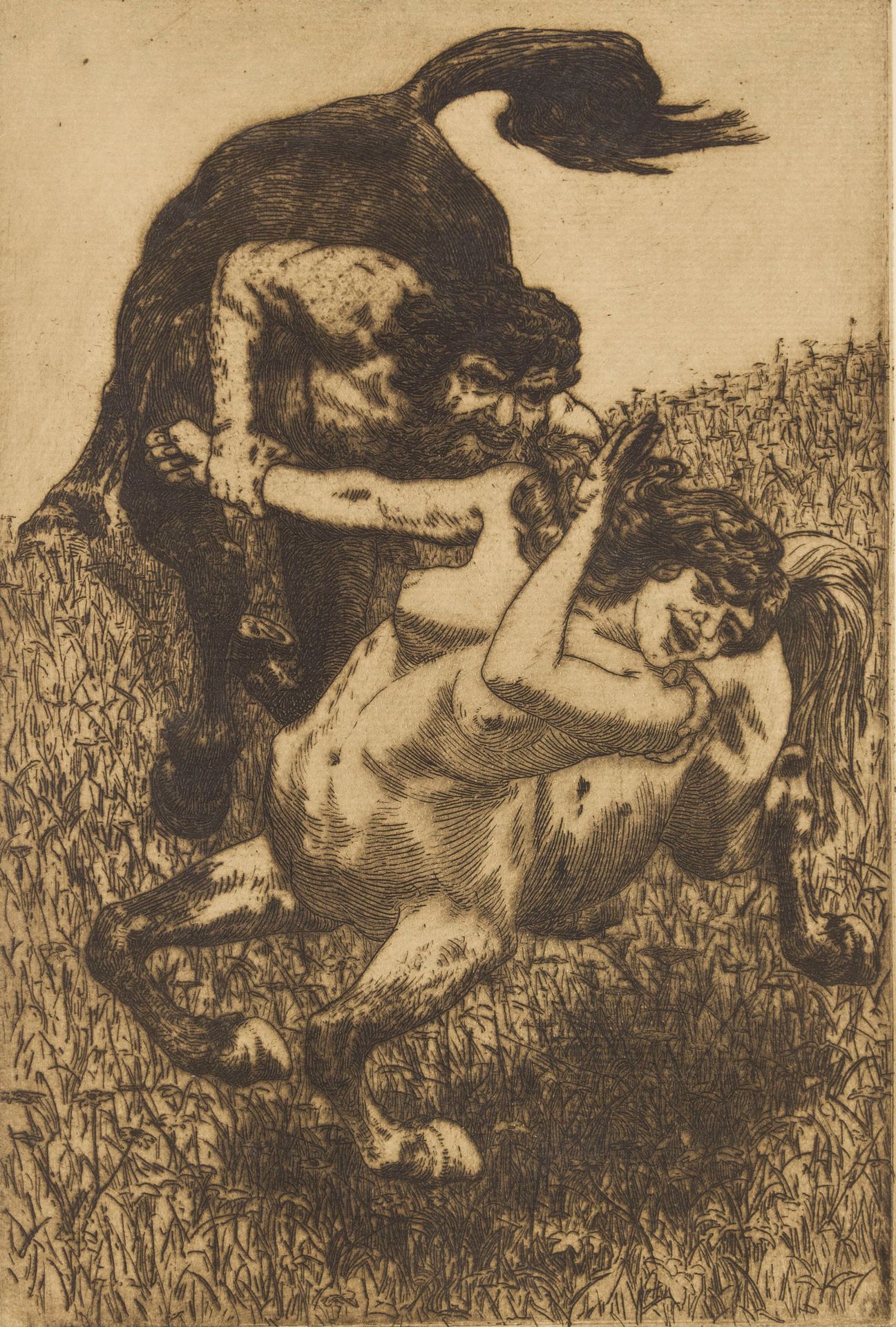 Pietschmann, Max Pietschmann, Max(1865-1952).半人马追击半人马林。蚀刻画，Van Gelder手工纸。24,4:16&hellip;