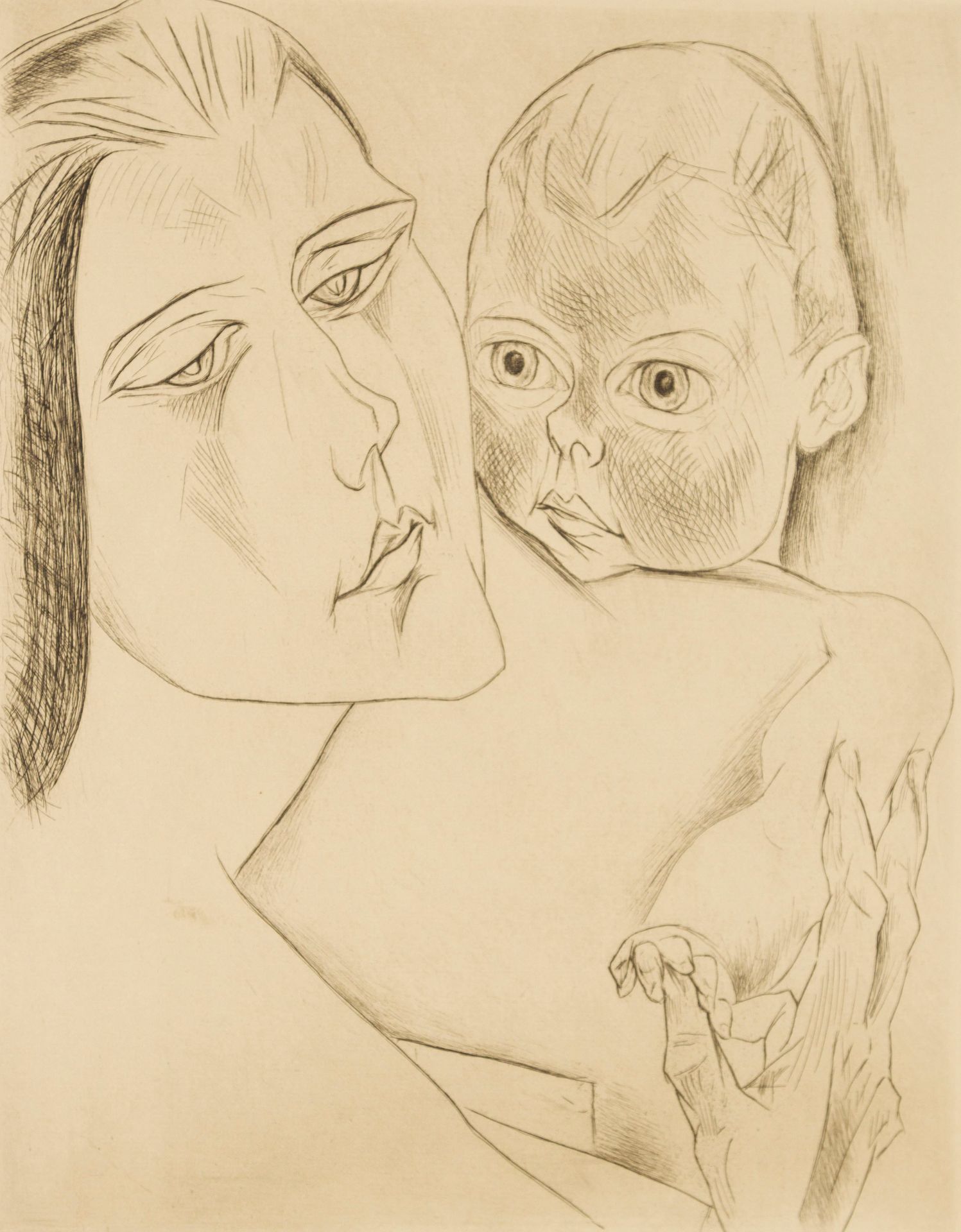 Nauen, Heinrich Nauen, Heinrich (1880-1940). Madre e figlio. Acquaforte, 1919. 2&hellip;