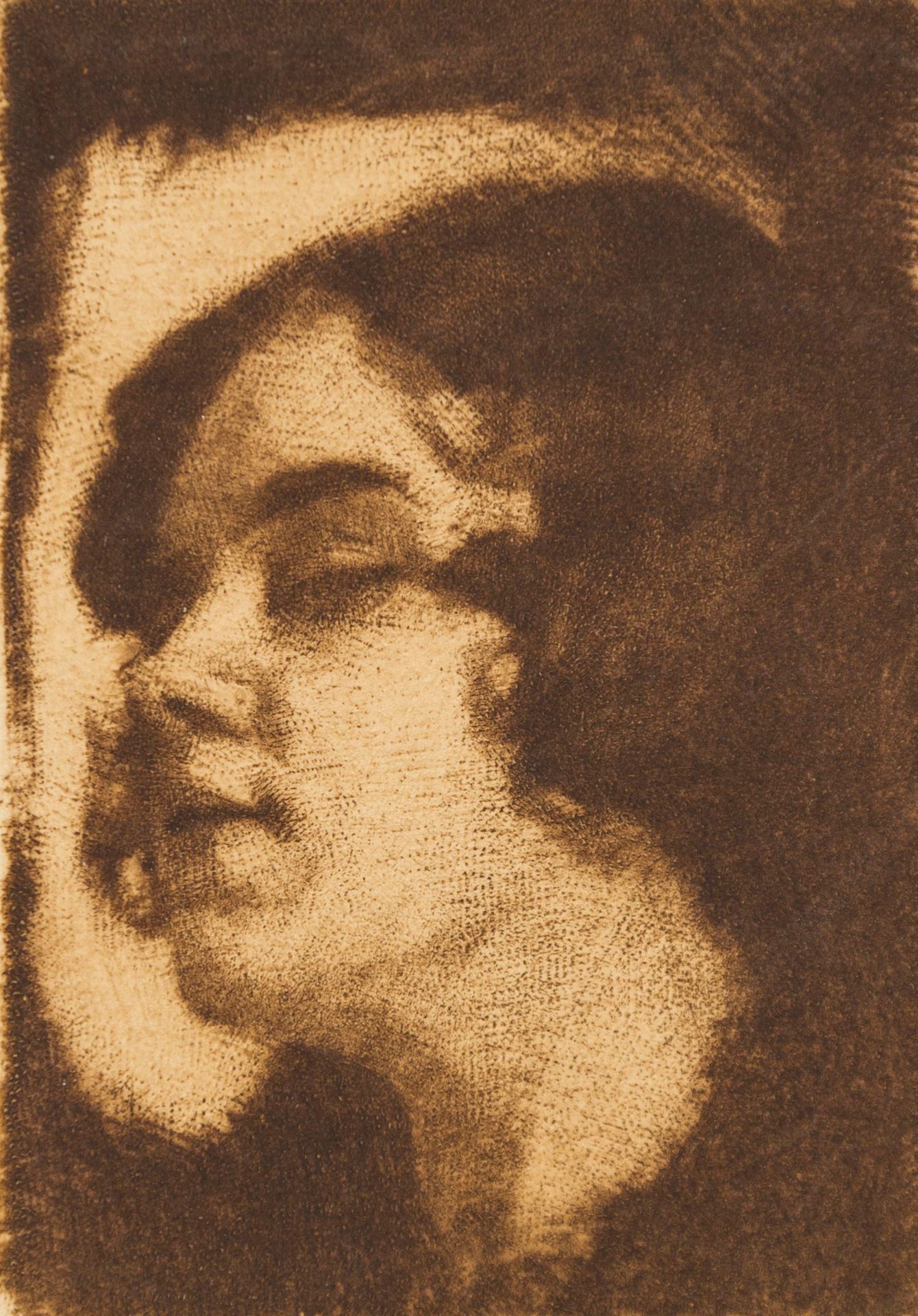 Orlik, Emil 奥利克，埃米尔（1870-1932）。一个女人的画像。蚀刻版画，维尼士图案。手工制作的纸张。8,5:6 (21,5:15,2) 厘米。
&hellip;