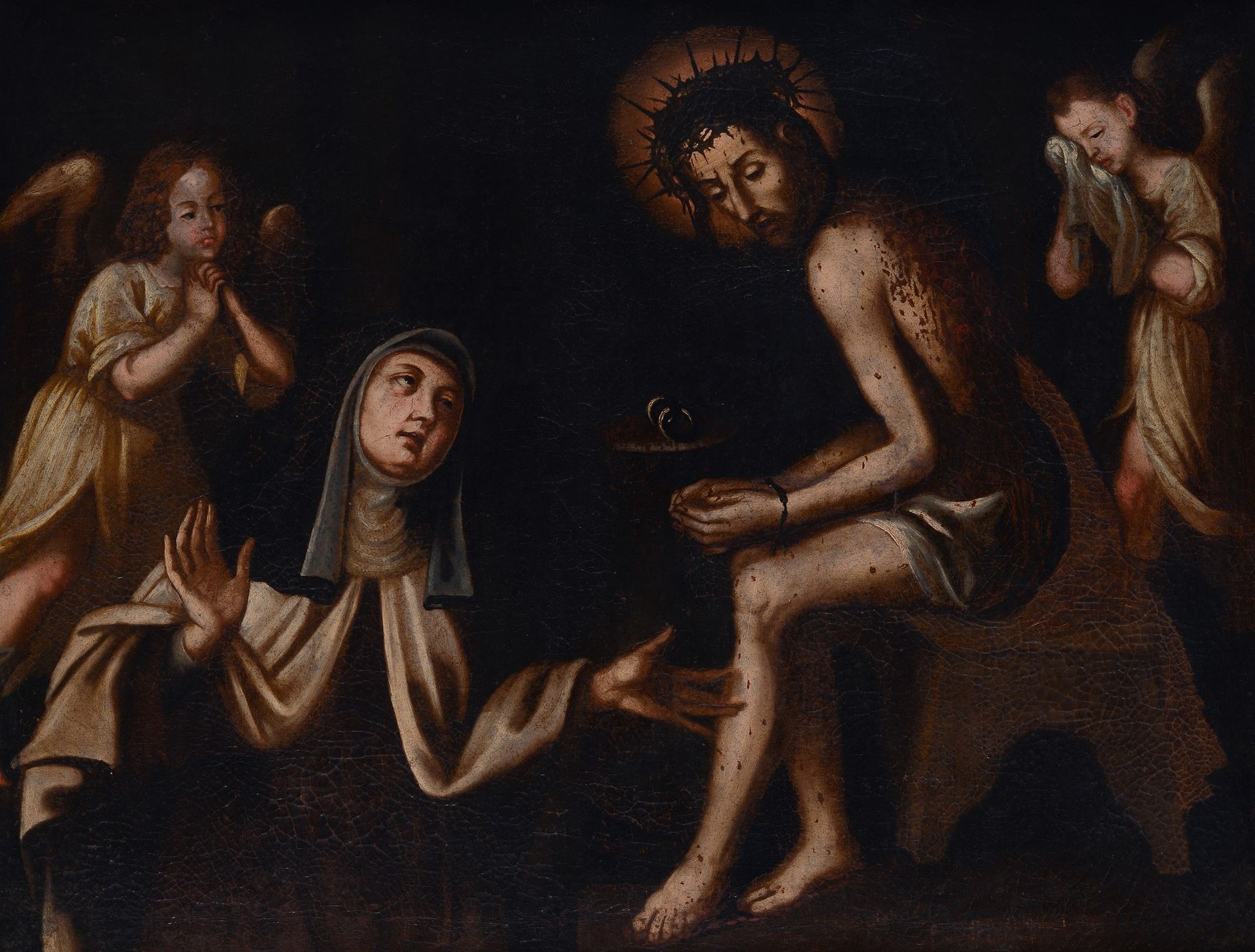 Scuola Italia Meridionale, XVII sec. - Apparizione di Cristo in Passione ad una &hellip;
