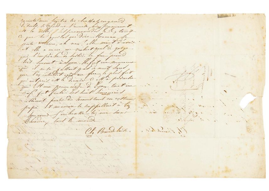BAUDELAIRE, Charles (1821-1867) 
Lettre autographe signée à son demi-frère Alpho&hellip;