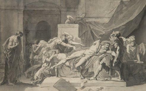 PIERRE BOUILLON Thiviers, 1776 - Paris, 1831 La mort de Caton d"Utique Plume et &hellip;