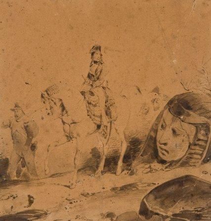 VICTOR-JEAN ADAM Paris, 1801 - Viroflay, 1886 Napoléon devant un sphinx Plume et&hellip;