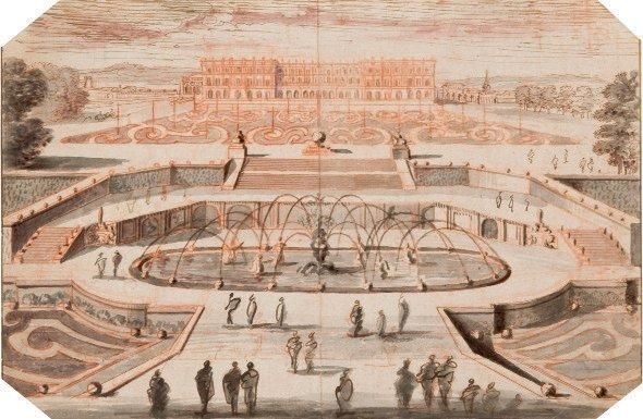 ADAM PÉRELLE Paris, 1640 - 1695 Vue du château de Versailles prise du bassin de &hellip;
