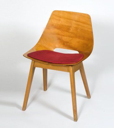 Pierre GUARICHE Chaise "Tonneau" - 1954 Coque en contreplaqué moulé, galette d'a&hellip;