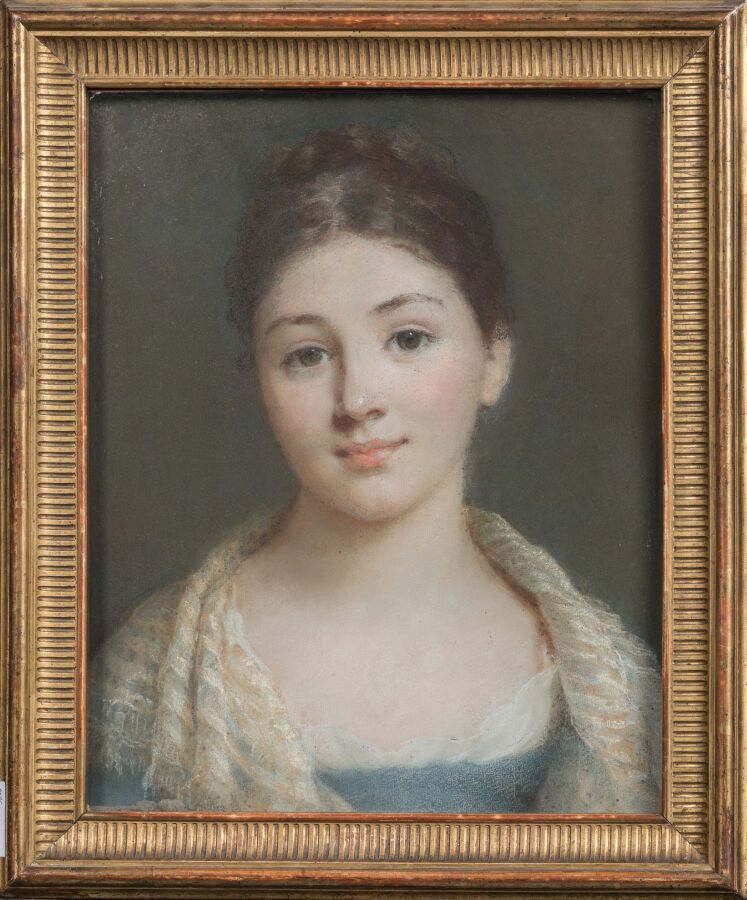 Null ECOLE FRANCAISE du XIXème siècle. "Portrait de jeune fille". Pastel. 37 x 2&hellip;