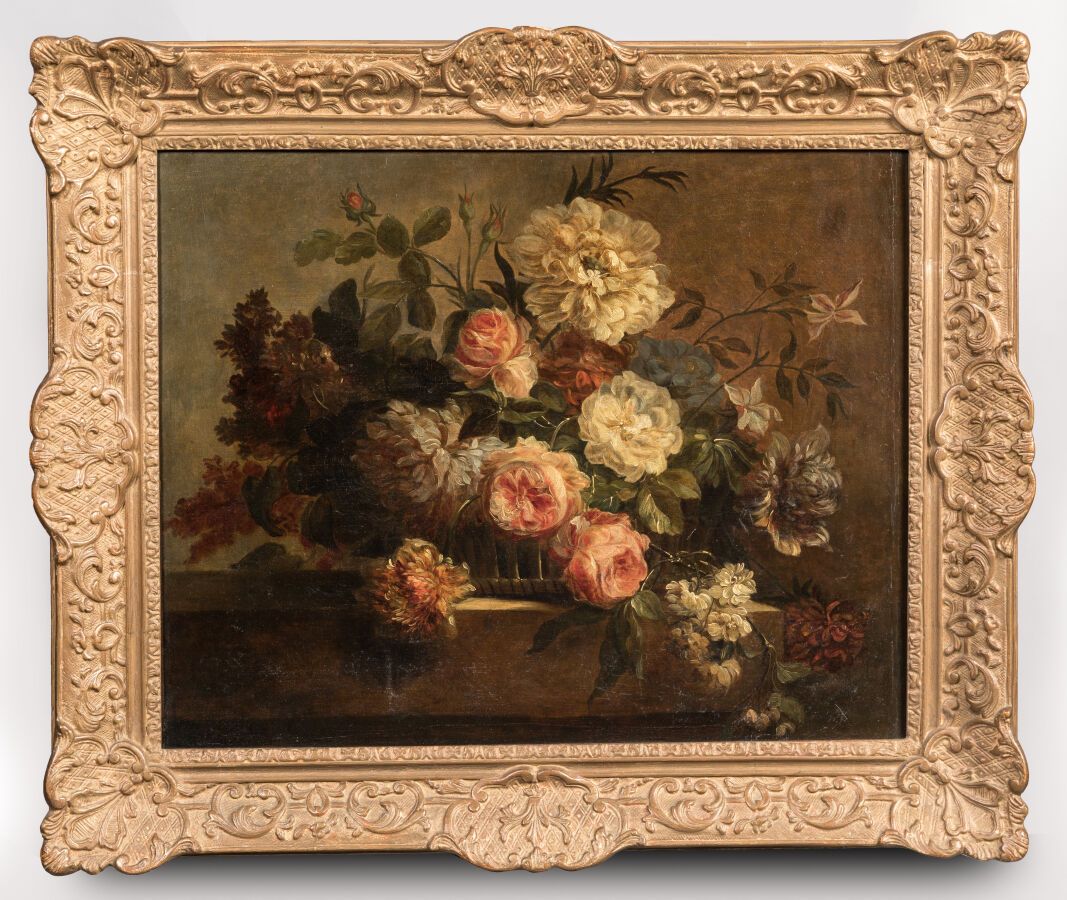 Null Ecole FRANÇAISE du XIXème siècle. Bouquet de fleurs. Huile sur toile. 53 x &hellip;