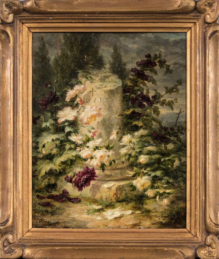 Null Simon SAINT-JEAN (1808-1860).

Colonne brisée entourée de fleurs.

Huile su&hellip;