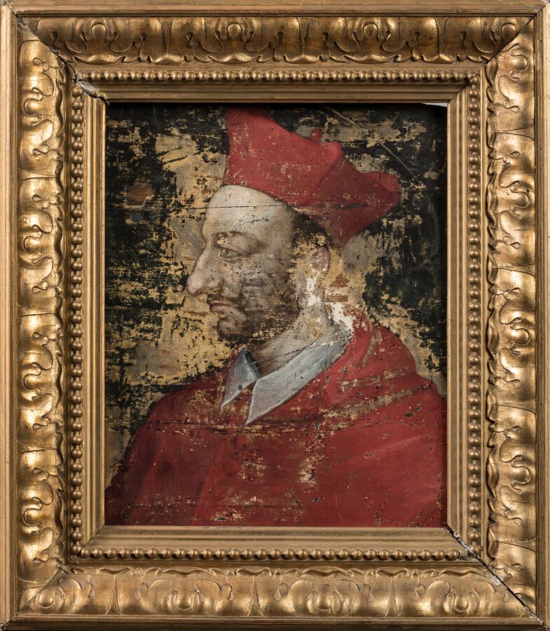 Null ECOLE ITALIENNE du XVIIème siècle, suiveur d'Ambrogio FIGINO. Portrait de C&hellip;