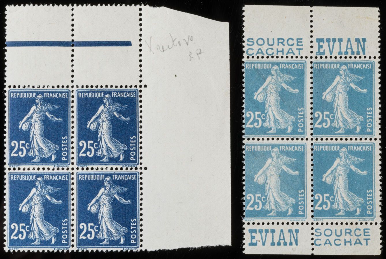 Null Briefmarke N°140s - 4er-Block mit beidseitigem Druck + Abwechslung, interes&hellip;