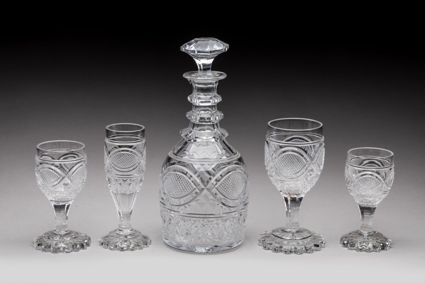 Null BACCARAT (?). Part of SERVICE of glasses out of cut crystal with decoration&hellip;