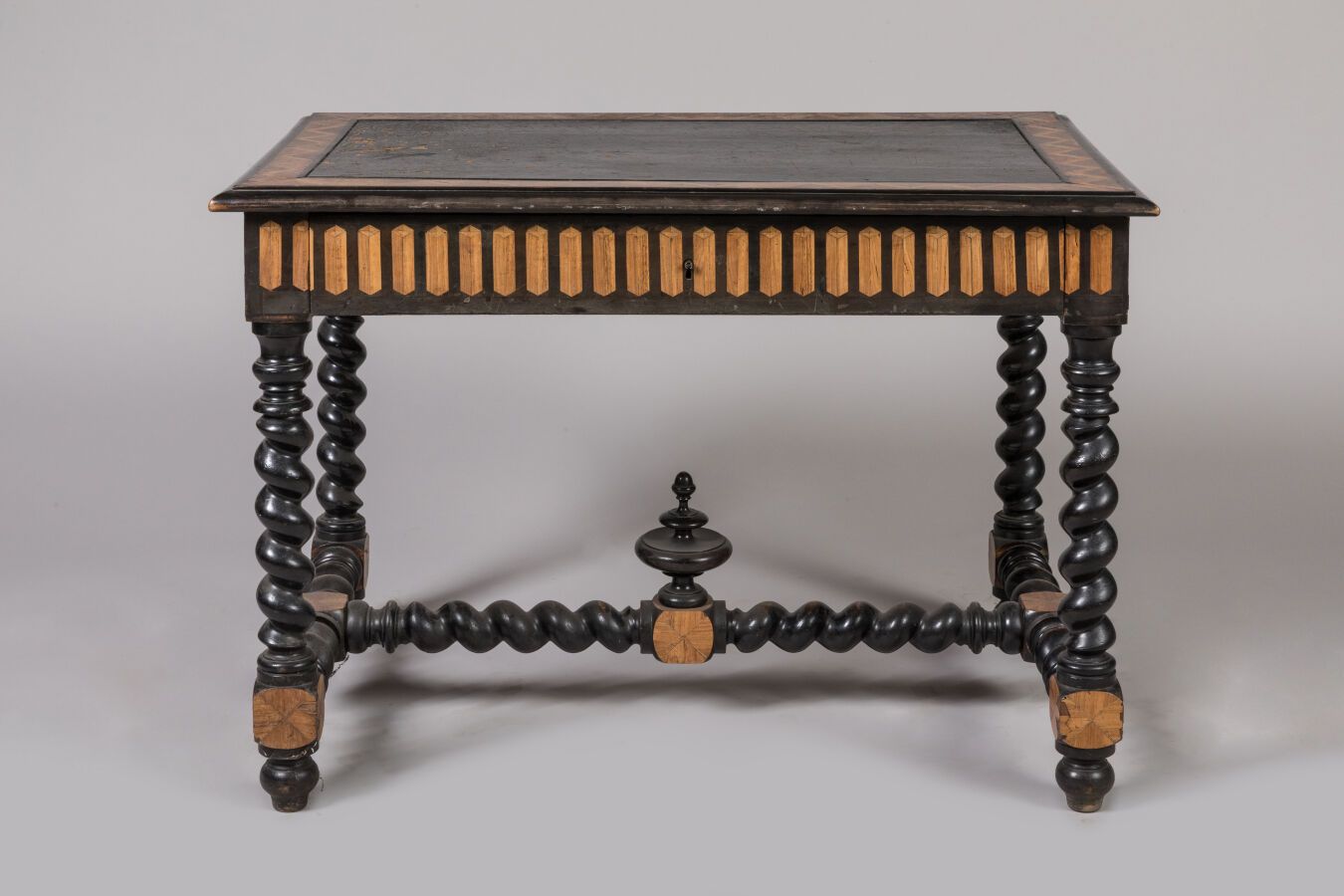 Null Writing table in blackened pearwood, opening to a drawer in the belt, with &hellip;