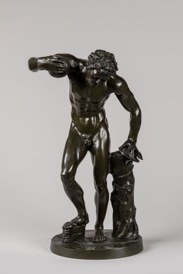 Null "铙钹手"。仿照梵蒂冈博物馆中的古代雕塑制作的铜质拍品。