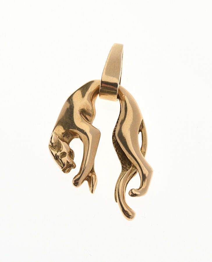 Null Panther" pendant in the style of the soft panther of Cartier. French work, &hellip;