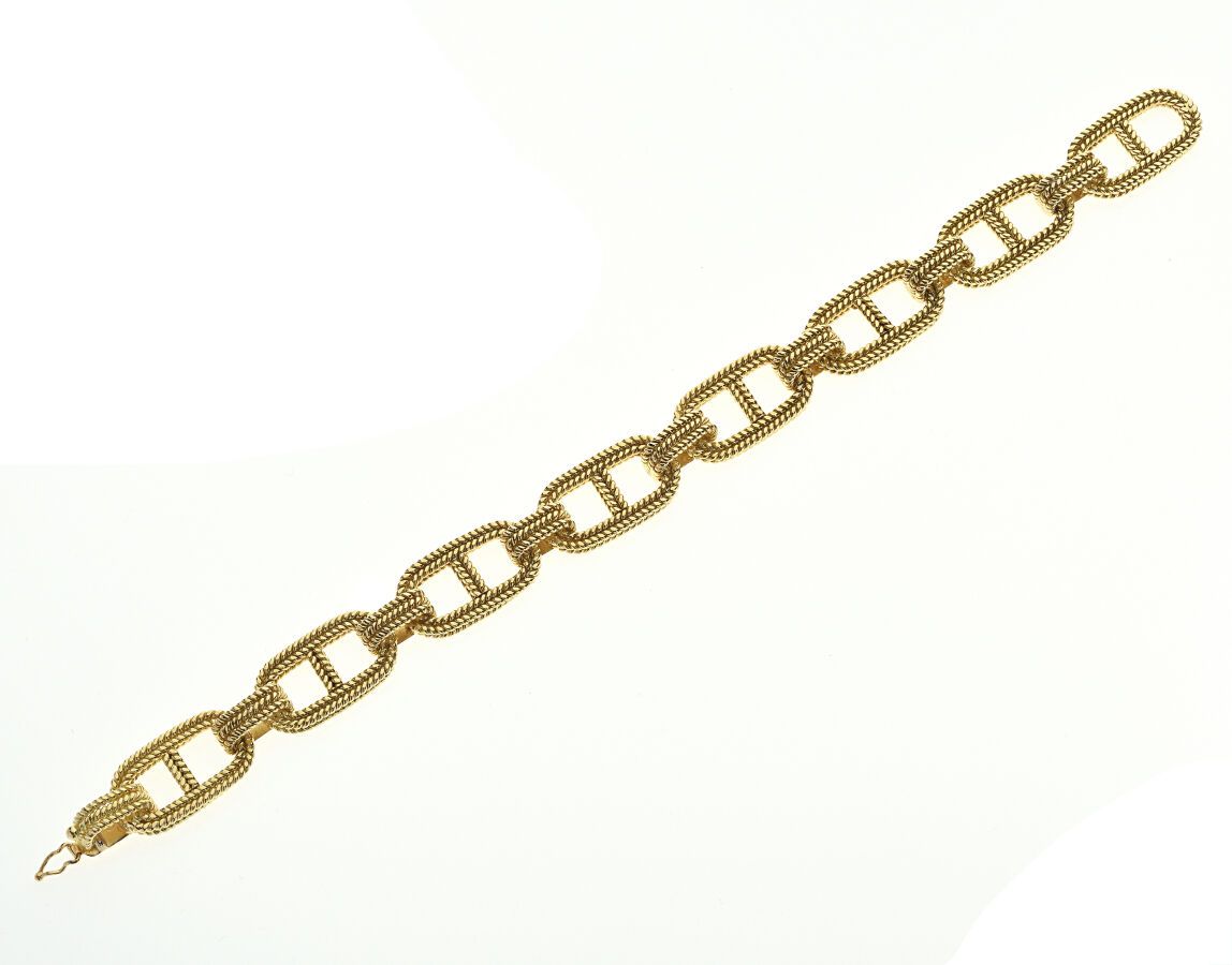 Null BULGARI - BRACELET in yellow gold 750/°°°, signed . About 1960/70. L. 20 cm&hellip;