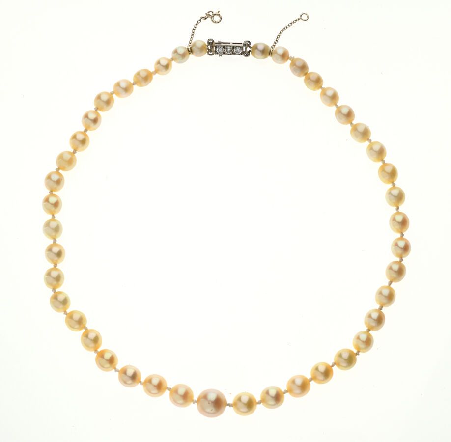 Null COLLANA di perle coltivate da 6,3 a 10,2 mm, chiusura in oro bianco 750/°° &hellip;