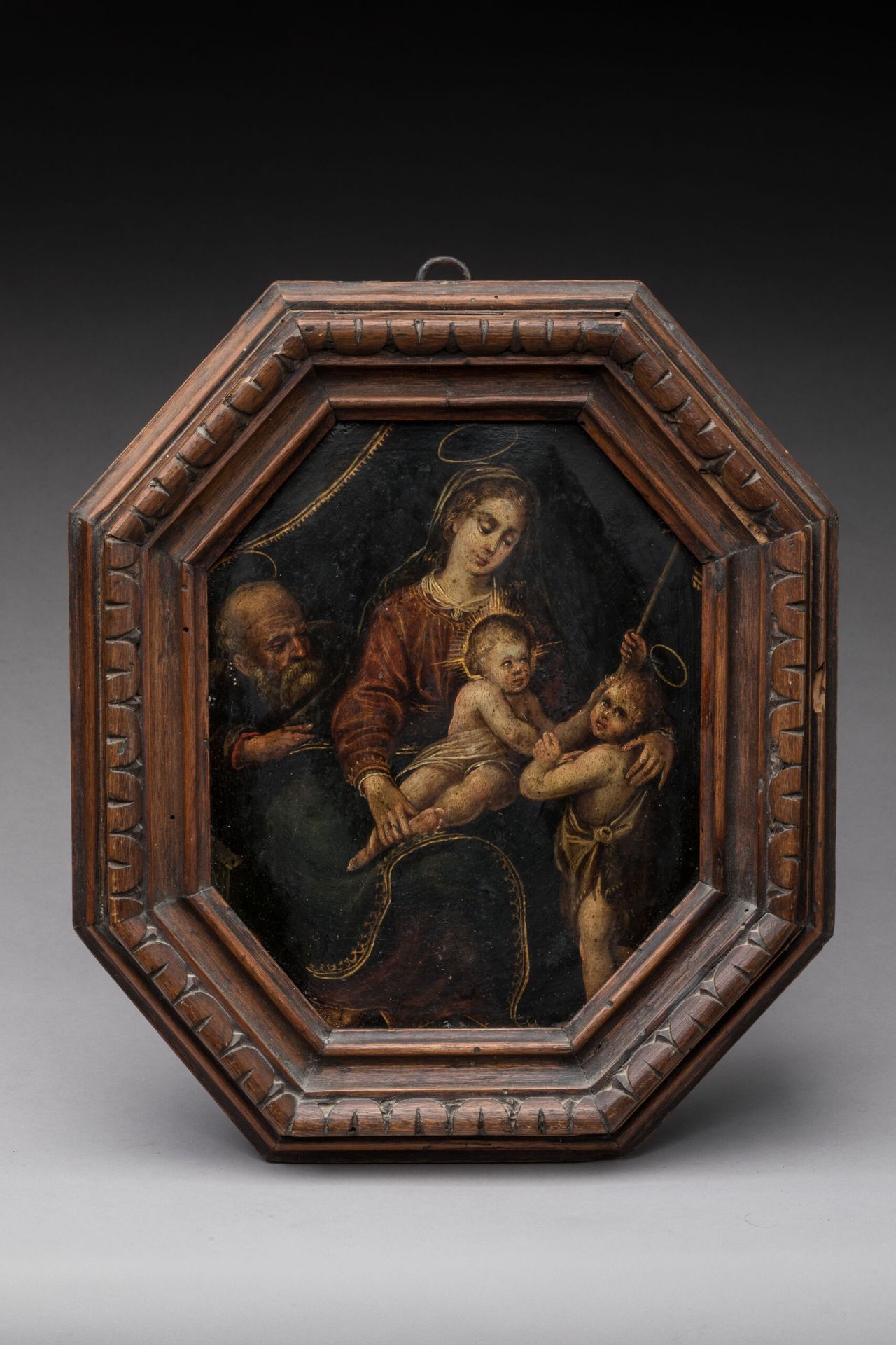 Null ECOLE FLAMANDE du XVIIème siècle. Sainte Famille avec saint Jean-Baptiste. &hellip;